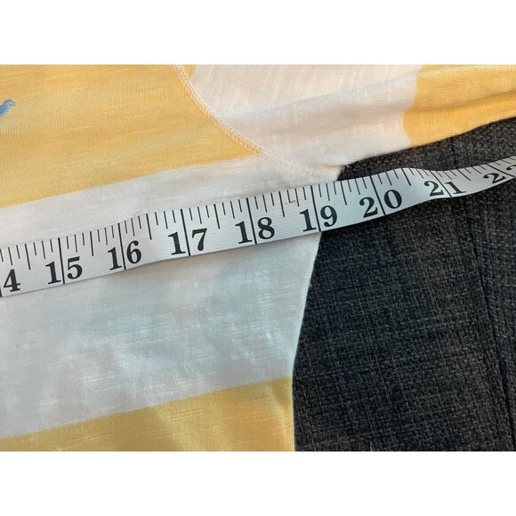 WWS Authentic Womens Striped 3/4 Sleeve Polo Shirt Yellow/White Size M Casual Cl - Picture 9 of 11